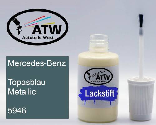 Mercedes-Benz, Topasblau Metallic, 5946: 20ml Lackstift, von ATW Autoteile West.